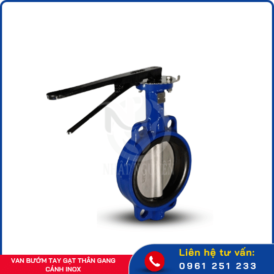 Van bướm tay gạt thân gang cánh INOX