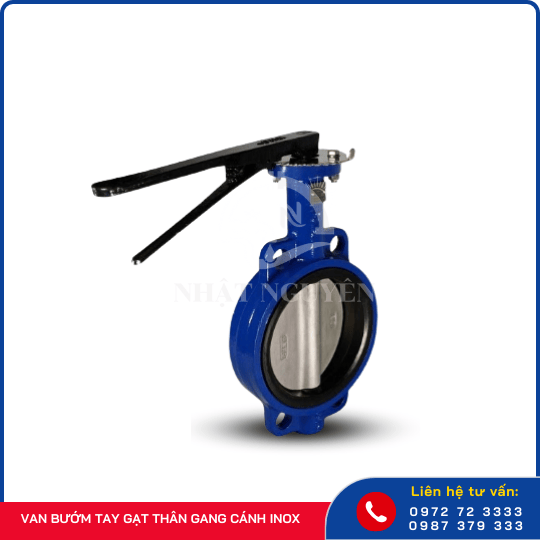 Van bướm tay gạt thân gang cánh INOX